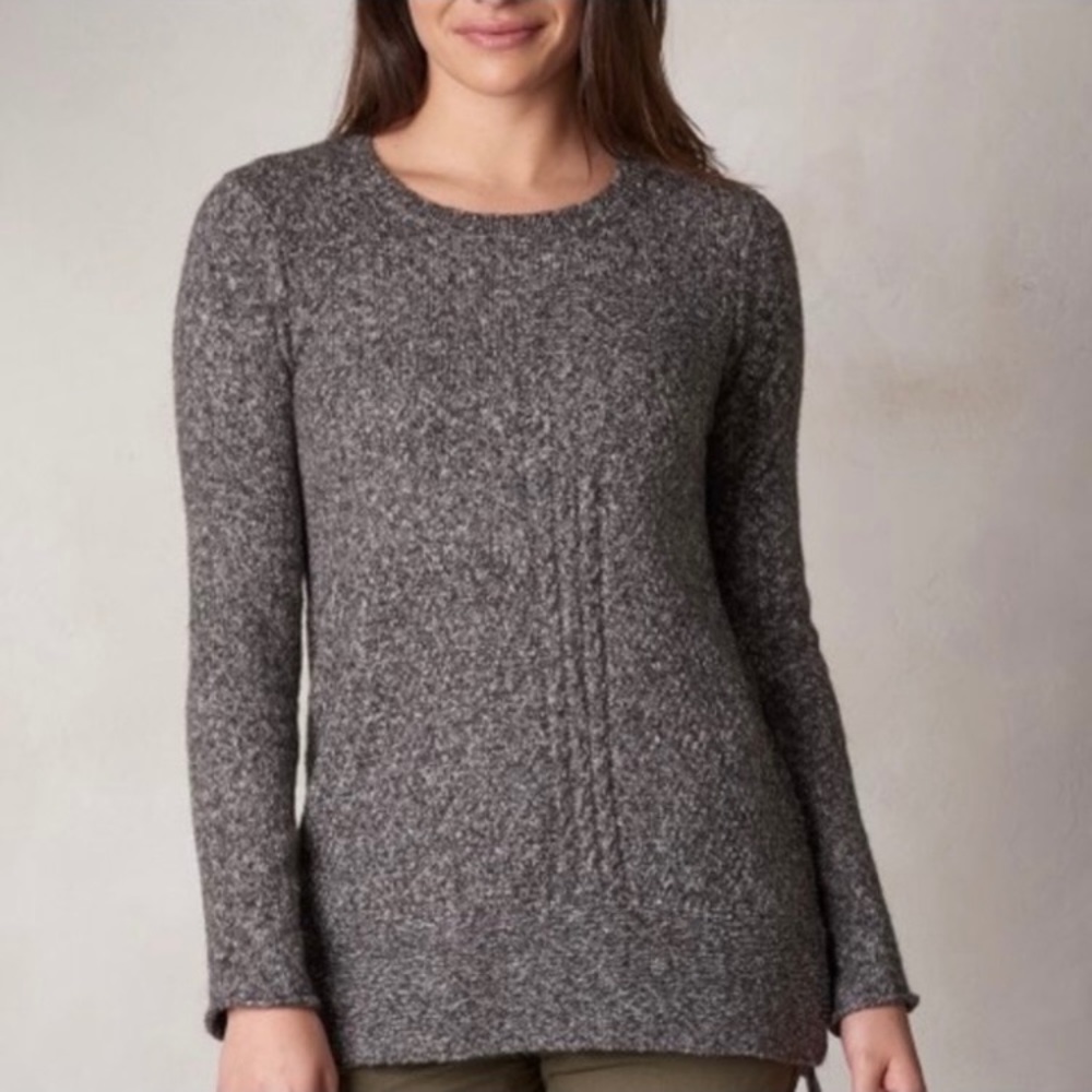 Prana Nolan Marled Yarn Sweater in Coal Gray size Small Knit